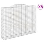 vidaXL Paniers à gabions arqués 8 Pièces 300x50x220/240 cm fer galvanisé