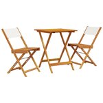 vidaXL Ensemble de bistro 3 Pièces blanc crème tissu et bois massif