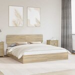 vidaXL Lit de Rangement Chêne Sonoma 200 x 200 cm Bois d'ingénierie