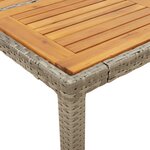 vidaXL Table de jardin et dessus en bois d'acacia gris résine tressée