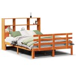 vidaXL Lit bibliothèque sans matelas cire marron 135x190 cm pin massif