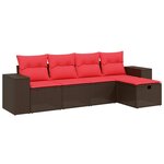 vidaXL Salon de jardin avec coussins 5 Pièces marron résine tressée