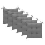 vidaXL Chaises de jardin avec coussins gris 6 Pièces Bois de teck massif