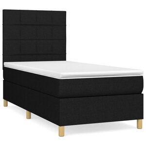 vidaXL Sommier à lattes de lit avec matelas Noir 90x190 cm Tissu