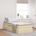 vidaXL Lit avec rangement et matelas Crème 90 x 190 cm Polyester