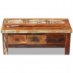 vidaXL Table basse à tiroirs Bois de récupération 90x45x35 cm