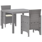 vidaXL Ensemble de salle à manger de jardin 3 pièces avec coussins en poly rattan gris clair