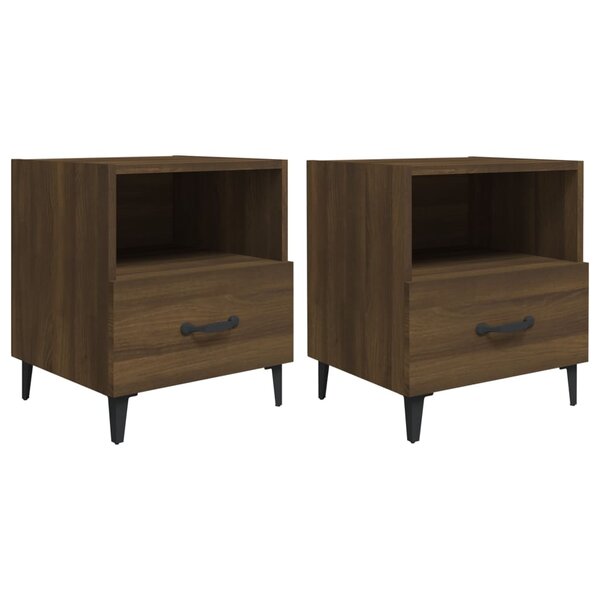 vidaXL Tables de chevet 2 Pièces Chêne marron Bois d'ingénierie