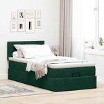 vidaXL Lit ottoman avec matelas et LED Vert foncé 80x200cm velours