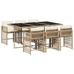 vidaXL Ensemble à manger de jardin et coussins 7 Pièces beige poly rotin