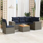 vidaXL Salon de jardin 6 Pièces avec coussins gris résine tressée
