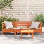 vidaXL Canapé de jardin 3 places cire marron bois de pin massif