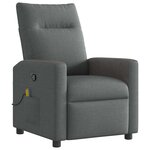 vidaXL Fauteuil inclinable de massage en tissu gris foncé