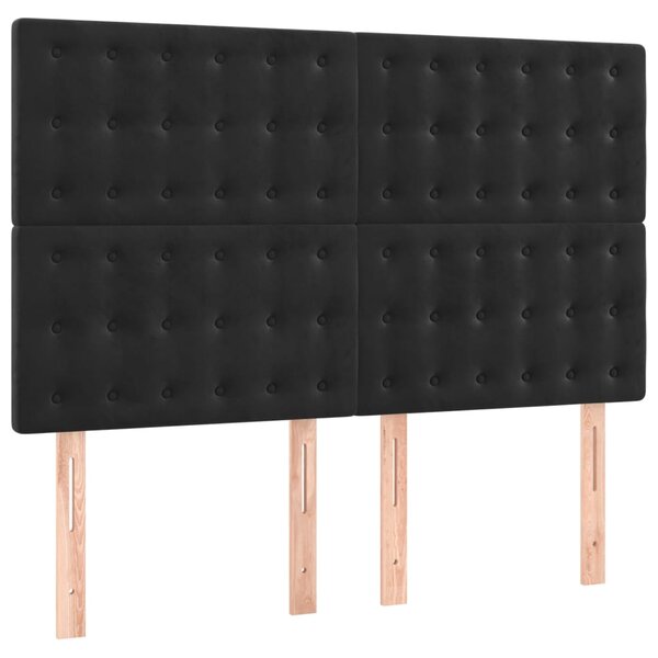vidaXL Têtes de lit 4 Pièces Noir 72x5x78/88 cm Velours