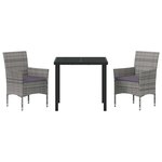 vidaXL Ensemble de salle à manger pour jardin 3 Pièces Gris Poly rotin