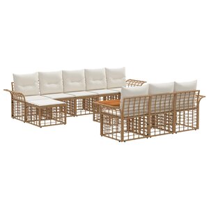 vidaXL Ensemble de canapés d'extérieur 11 pc Blanc Naturel et Crème