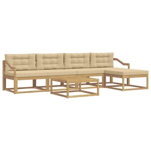 vidaXL Ensemble de canapés d'extérieur 6 pc Blanc et Beige Polyester