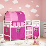 vidaXL Lit mezzanine enfants avec tunnel sans matelas rose 80x200 cm