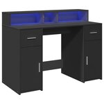 vidaXL Bureau avec lumières LED noir 120x55x91 cm bois d'ingénierie