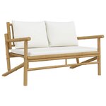 vidaXL Salon de jardin 3 Pièces avec coussins blanc crème bambou