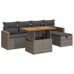 vidaXL Salon de jardin 6 Pièces avec coussins gris résine tressée