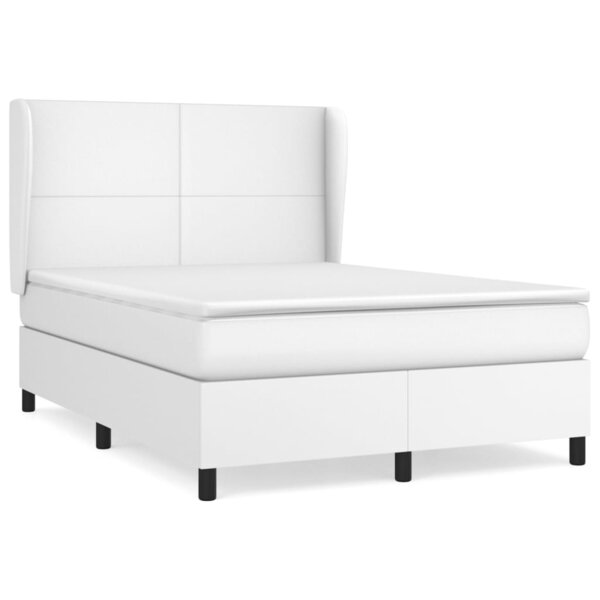 vidaXL Sommier à lattes de lit avec matelas Blanc 140x200cm Similicuir