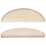 vidaXL Tapis d'escalier 10 pièces 56 x 17 x 3 cm Crème Demi-rond