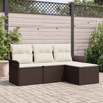 vidaXL Ensemble de canapé de jardin 4 Pièces Marron Poly rotin