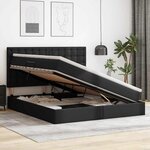 vidaXL Lit avec rangement et LED Noir 160 x 200 cm Cuir synthétique
