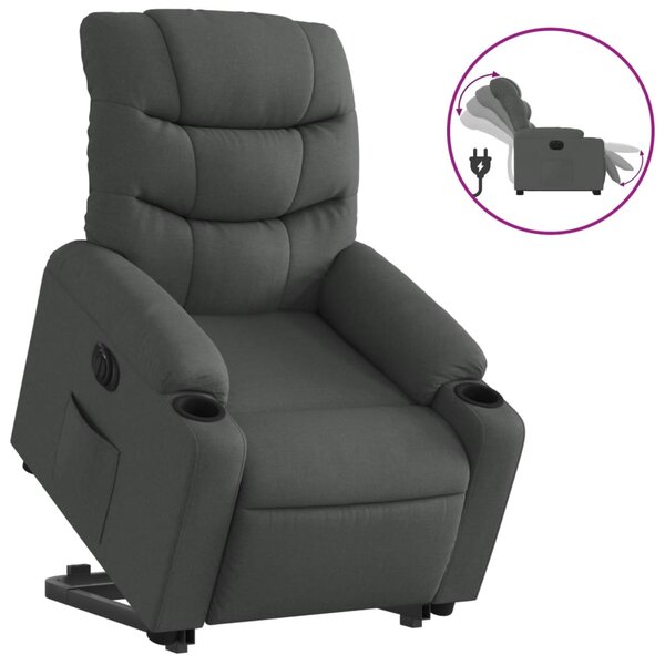 vidaXL Fauteuil inclinable électrique gris foncé tissu