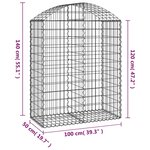 vidaXL Panier de gabions arqué 100x50x120/140 cm Fer galvanisé