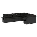vidaXL Salon de jardin 9 Pièces avec coussins noir résine tressée