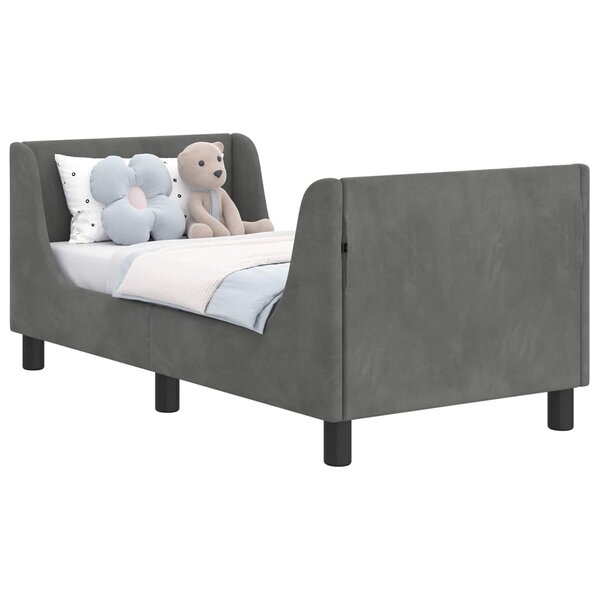 vidaXL Cadre de lit pour tout-petit avec tête de lit Gris foncé