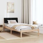 vidaXL Cadre de lit Marron et noir 90 x 200 cm Bois massif en pin