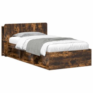vidaXL Cadre de lit avec rangement Chêne fumé 90 x 200 cm
