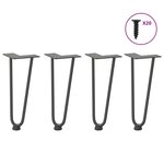 vidaXL Pieds en épingle à cheveux pour table basse 4 pièces Anthracite 30 cm Acier massif