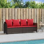 vidaXL Chaise longue avec coussins marron résine tressée