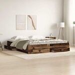 vidaXL Cadre de lit avec tiroirs avec tiroir Bois ancien 180 x 200 cm