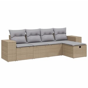 vidaXL Salon de jardin avec coussins 5Pièces mélange beige résine tressée