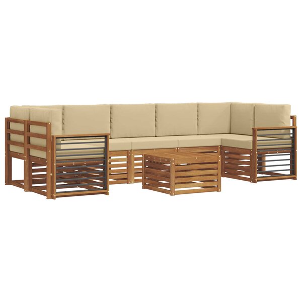 vidaXL Ensemble de canapés d'extérieur 8 pc Naturel et Beige