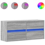 vidaXL Meuble TV mural avec lumières LED sonoma gris 100x31x45 cm