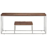 vidaXL Table basse argenté acier inoxydable et bois de mélèze massif