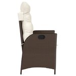 vidaXL Chaise inclinable de jardin avec coussins marron résine tressée