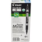 Marqueur TWIN MARKER BEGREEN indélibile noire 2 pointes ogives fine et moyenne x 10 PILOT