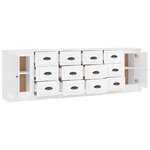 vidaXL Buffets 3 Pièces blanc brillant bois d'ingénierie