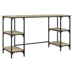 Bureau table poste de travail meuble d'ordinateur informatique étude chêne sonoma 140 x 50 x 75 cm métal et bois d'ingénierie brun 02_0023654