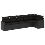 vidaXL Salon de jardin 6 Pièces avec coussins noir résine tressée