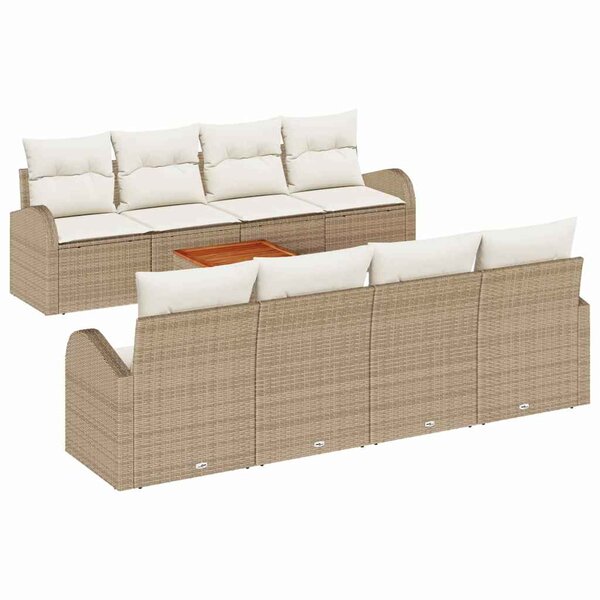 vidaXL Ensemble de canapé de jardin 9 Pièces Beige Poly rotin