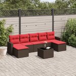vidaXL Salon de jardin 8 Pièces avec coussins marron résine tressée