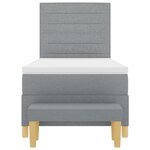 vidaXL Lit avec sommier et banc gris clair 100x200 cm tissu